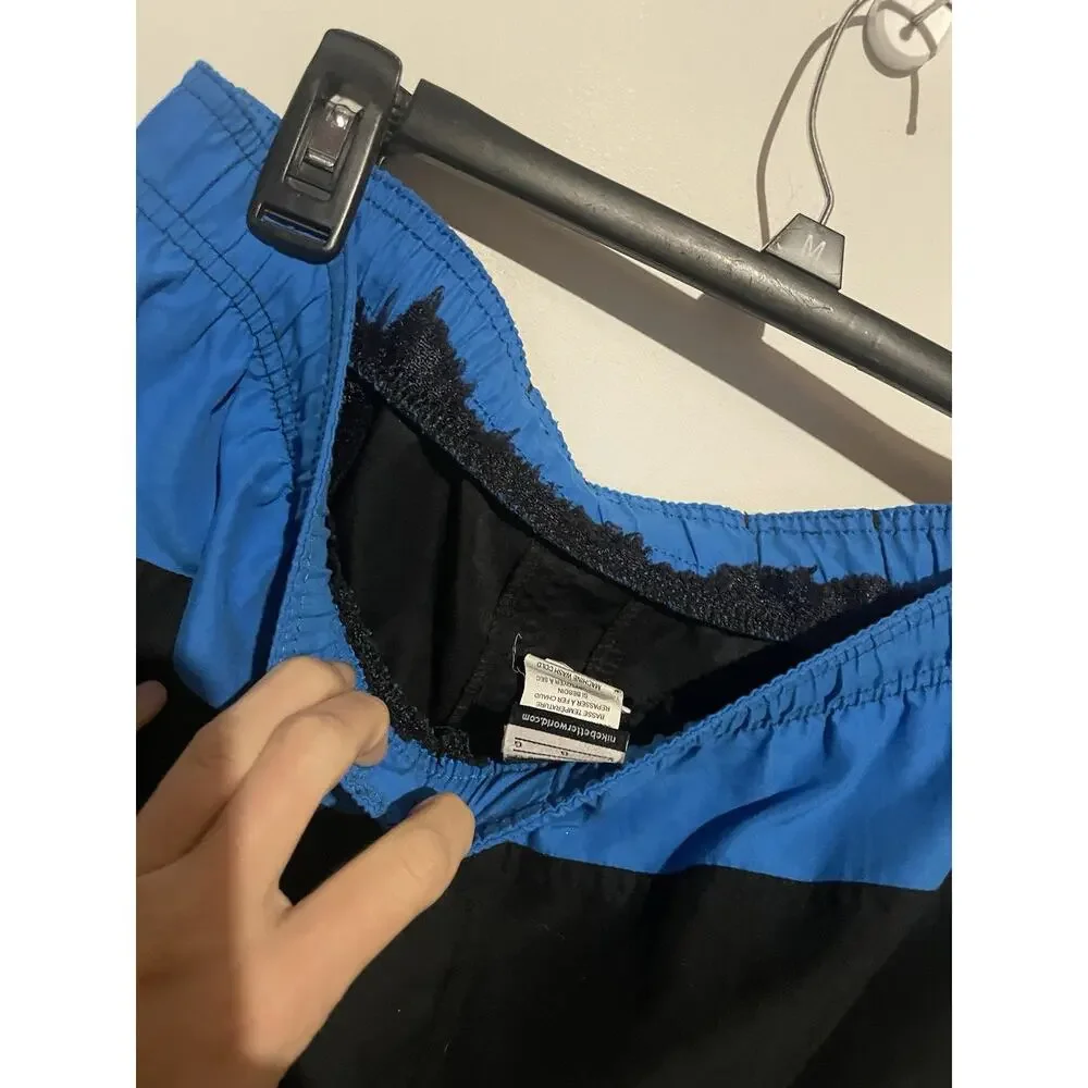 Nike Swim‎ Trunks Men's Sz Large Black Blue Board Shorts Swoosh Logo Unlined